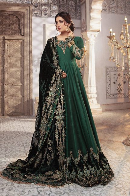 Maria B Mbroidered Teal and Warm green BD-2307
