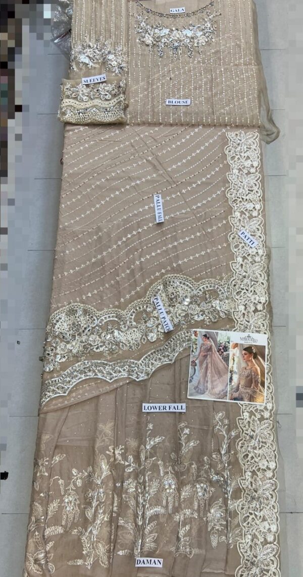 Maria B Saree D-2801 Skin Beige